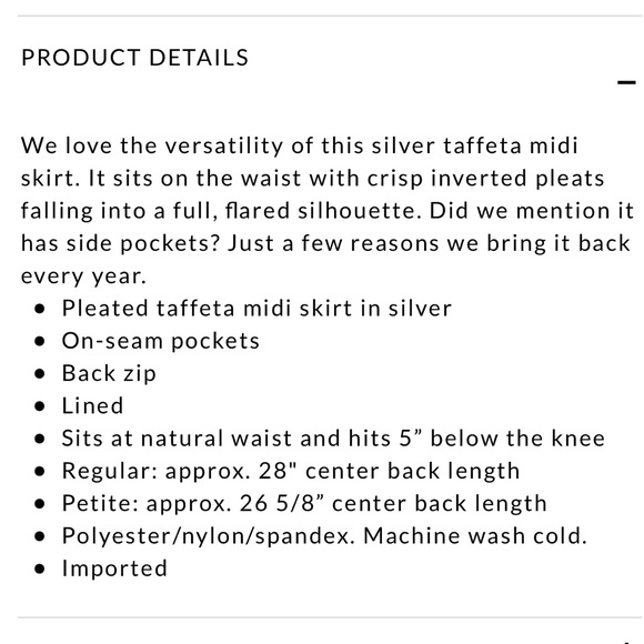 White House Black Market Silver Crop Top &Midi Set - Picture 8 of 8